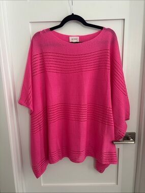 Heyson Size 2XL Bright Pink Open Knit Poncho